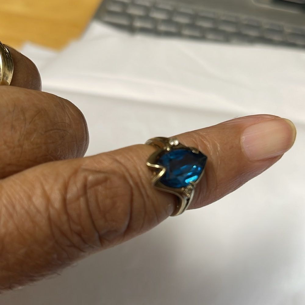 Vintage Dasun Elegant Blue with 2 stones 10K Gold Ring - Picture 6 of 16